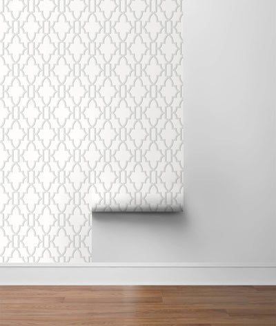 product image for Coastal Lattice Peel-and-Stick Wallpaper in Harbor Mist from the Luxe Haven Collection by Lillian August 4