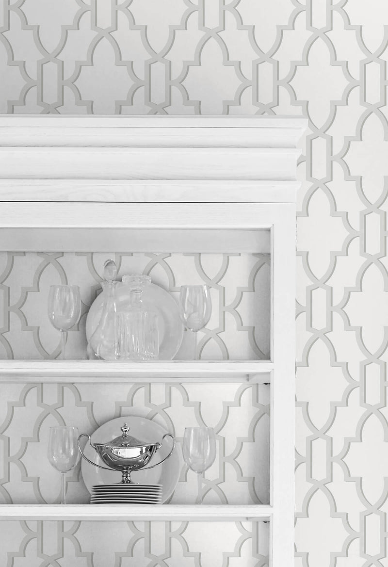 media image for Coastal Lattice Peel-and-Stick Wallpaper in Harbor Mist from the Luxe Haven Collection by Lillian August 214