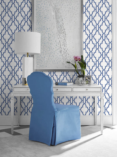 product image for Coastal Lattice Peel-and-Stick Wallpaper in Riviera Blue from the Luxe Haven Collection by Lillian August 67