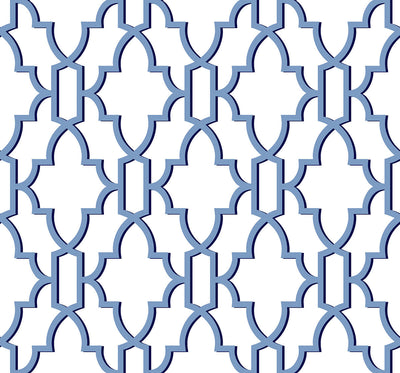 product image of Coastal Lattice Peel-and-Stick Wallpaper in Riviera Blue from the Luxe Haven Collection by Lillian August 589