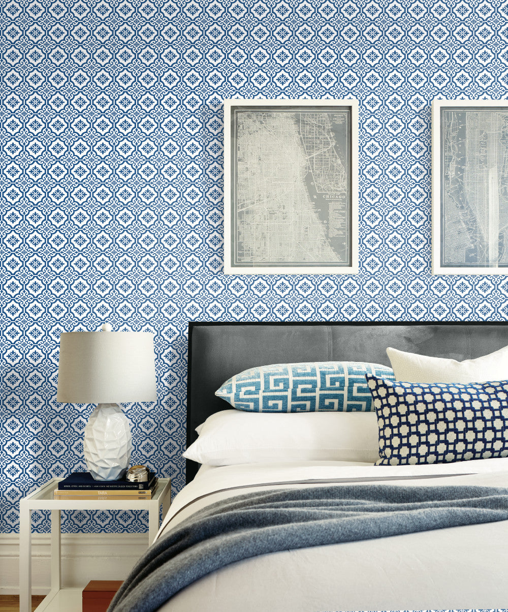 Shop Coastal Tile Wallpaper in Coastal Blue from the Beach House