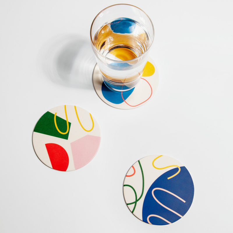 media image for Bamboo Coasters Abstract Set in Various Colors 288