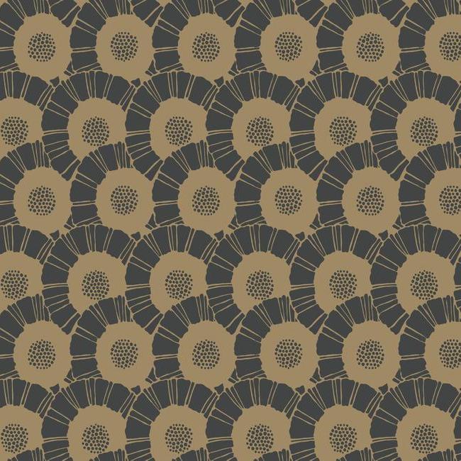 media image for Coco Bloom Wallpaper in Black and Gold from the Deco Collection by Antonina Vella for York Wallcoverings 233