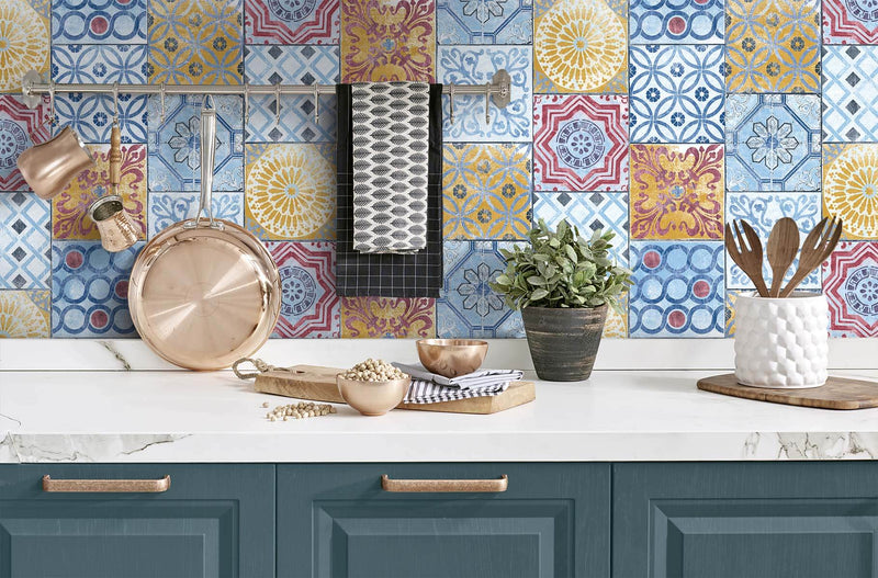 media image for Colorful Moroccan Tile Peel-and-Stick Wallpaper by NextWall 270