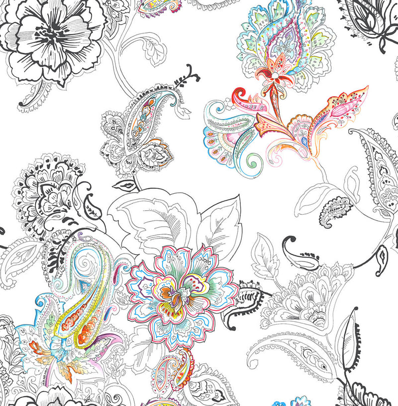 media image for sample colorful paisley peel and stick wallpaper in multi by nextwall 1 214