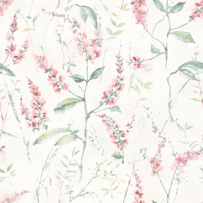 Shop Sample Coral Floral Sprig Peel & Stick Wallpaper | Burke Decor