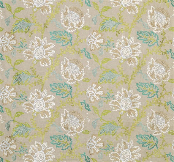 media image for Coromandel Fabric in Ivory, Green, and Aqua by Nina Campbell for Osborne & Little 244