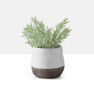 product image of corsica ceramic crackle 2 tone 4 round pot in white design by torre tagus 1 519