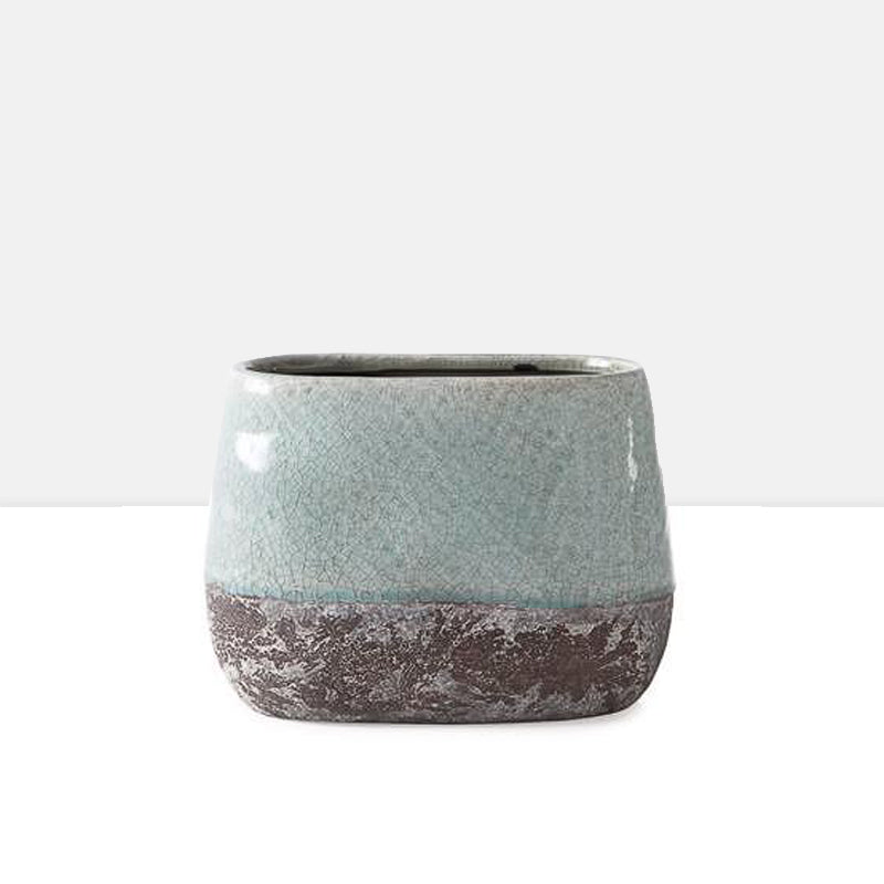 media image for corsica ceramic crackle 2 tone oval pot tall in celadon blue design by torre tagus 1 259
