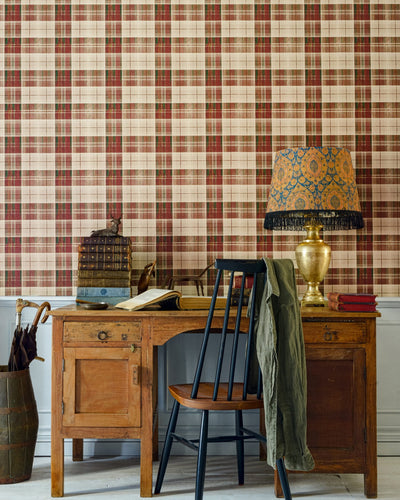 product image of Countryside Plaid Wallpaper in Leather from the Complementary Collection by Mind the Gap 573