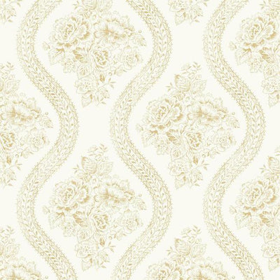 product image of sample coverlet floral wallpaper in ivory and neutrals from the magnolia home collection by joanna gaines for york wallcoverings 1 542