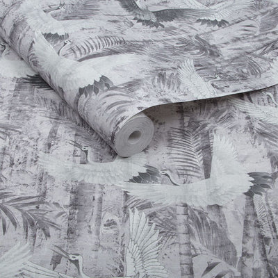 product image of sample crane wallpaper in grey from the exclusives collection by graham brown 1 570