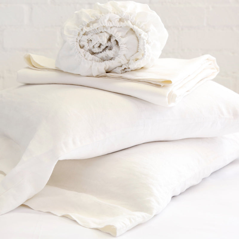 media image for linen sheet set in cream design by pom pom at home 1 24
