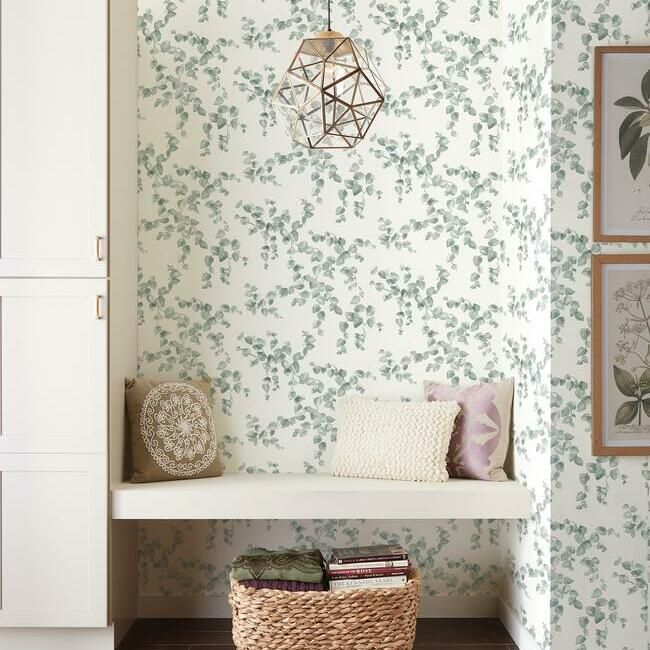 media image for Creeping Fig Vine Wallpaper in Sage from the Simply Farmhouse Collection by York Wallcoverings 292