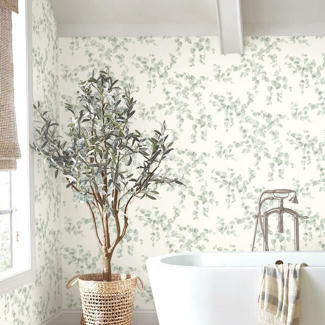 media image for Creeping Fig Vine Wallpaper in Sage from the Simply Farmhouse Collection by York Wallcoverings 287