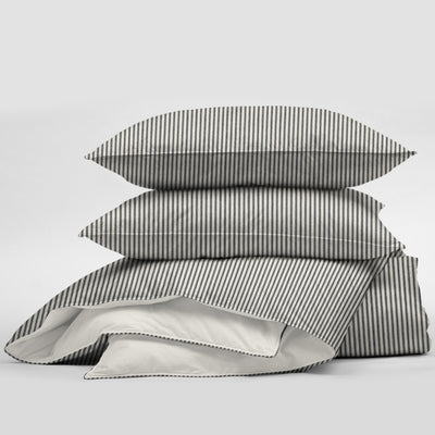 product image for Cruz Ticking Stripes Black/Linen Bedding 3 81