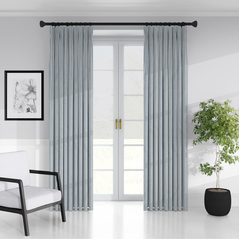 media image for Cruz Ticking Stripes Indigo/Ivory Drapery 2 268