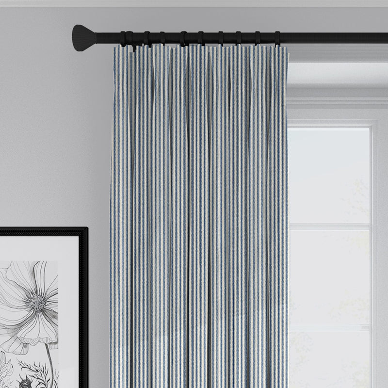 media image for Cruz Ticking Stripes Indigo/Ivory Drapery 1 281