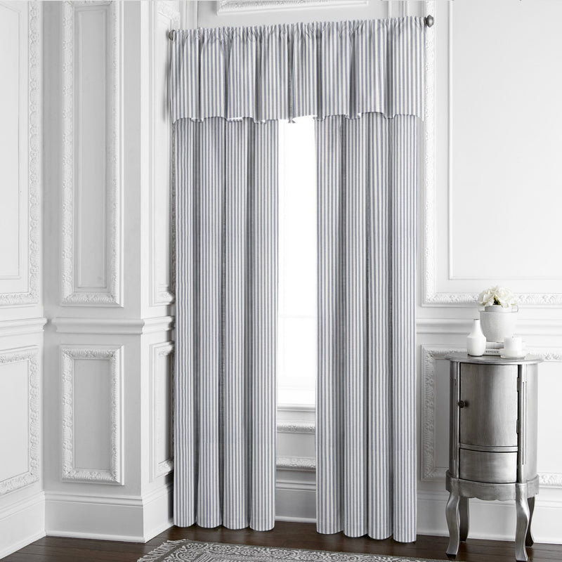 media image for Cruz Ticking Stripes White/Navy Drapery 5 284