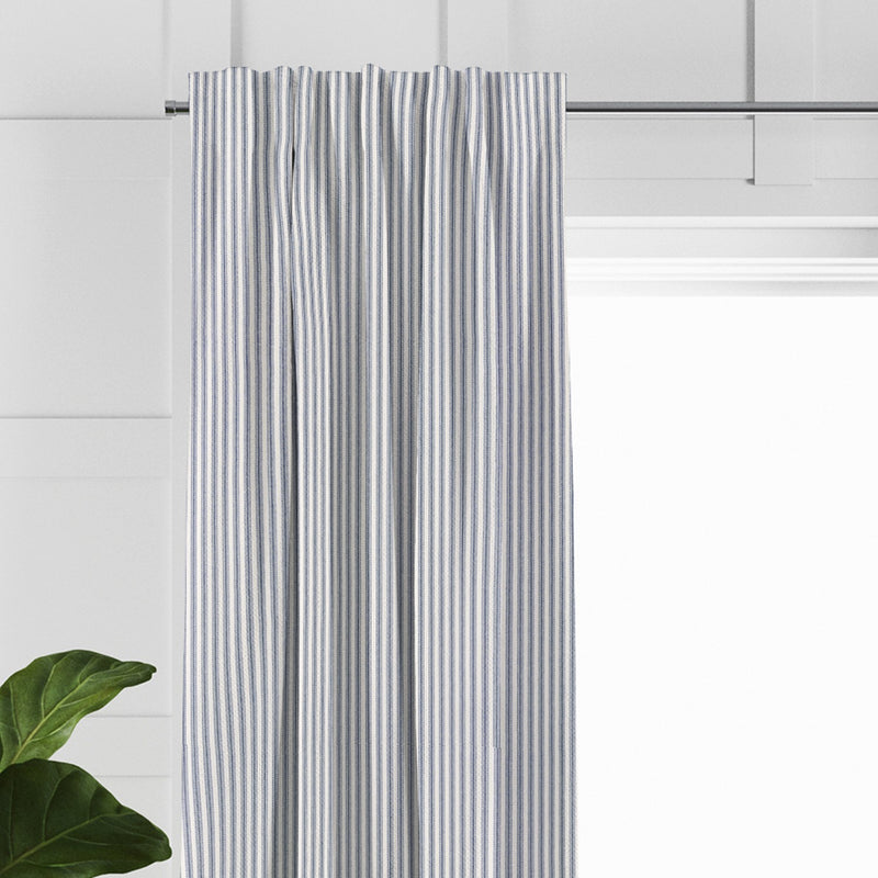 media image for Cruz Ticking Stripes White/Navy Drapery 3 26