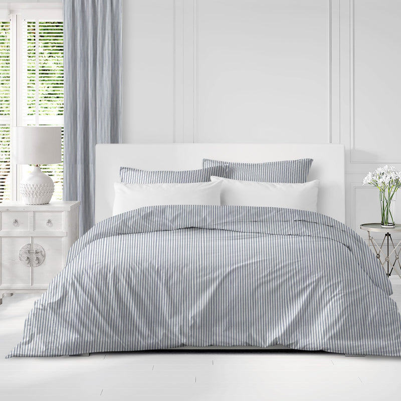media image for Cruz Ticking Stripes White/Navy Bedding 2 212