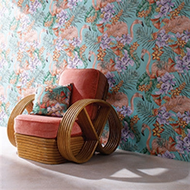 product image for Flamingo Club Wallpaper in Jade and Lavender by Matthew Williamson for Osborne & Little 83