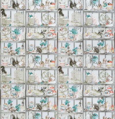 product image for Curio Fabric in Soft Grey and Coral from the Enchanted Gardens Collection by Osborne & Little 65