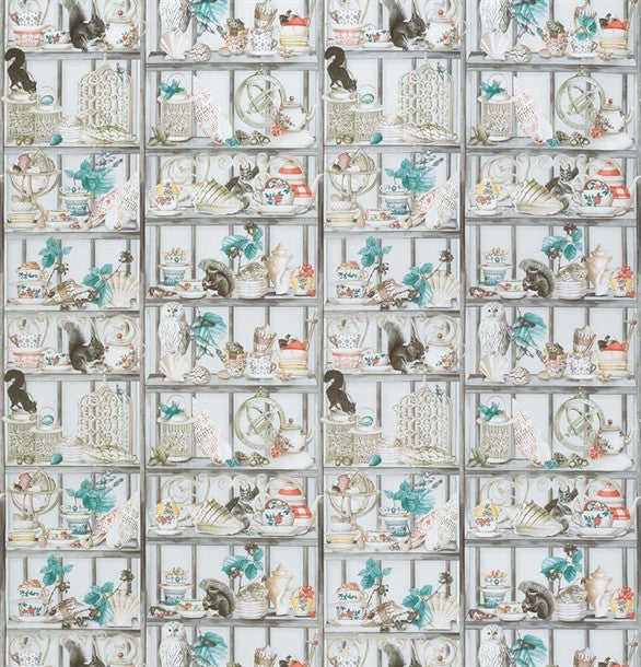 media image for Curio Fabric in Soft Grey and Coral from the Enchanted Gardens Collection by Osborne & Little 20