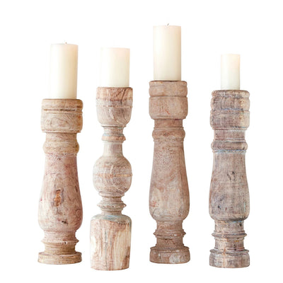 product image for distressed hand carved table leg pillar holder by bd edition da7923 1 25