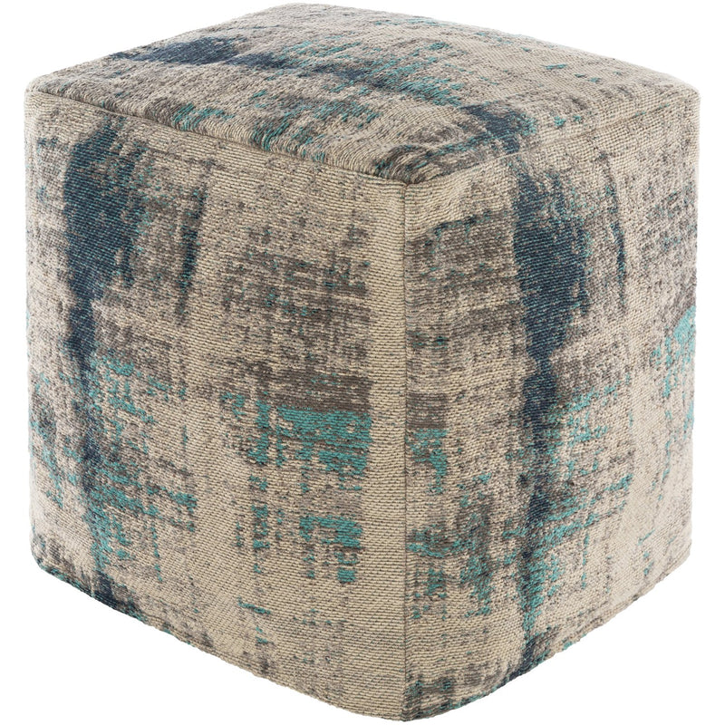 media image for Dalen DAPF-003 Jacquard Pouf in Ivory & Aqua by Surya 227