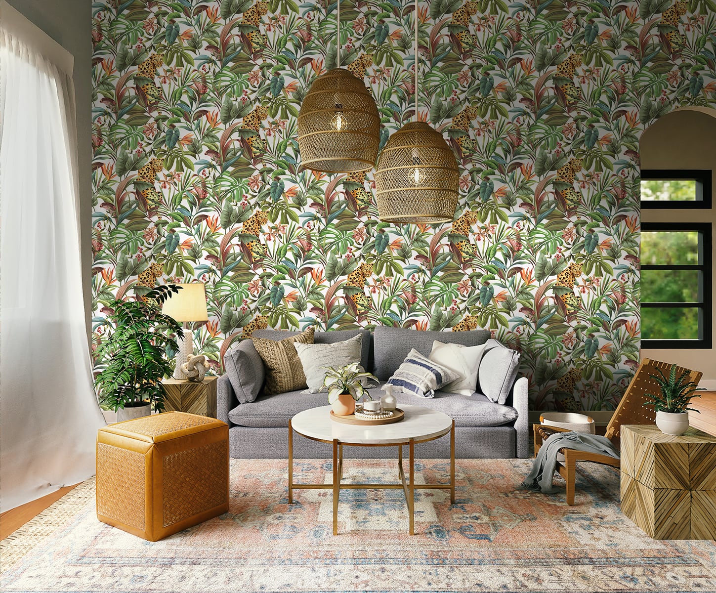Shop Tropical Leopard White Peel & Stick Wallpaper from the Daisy ...
