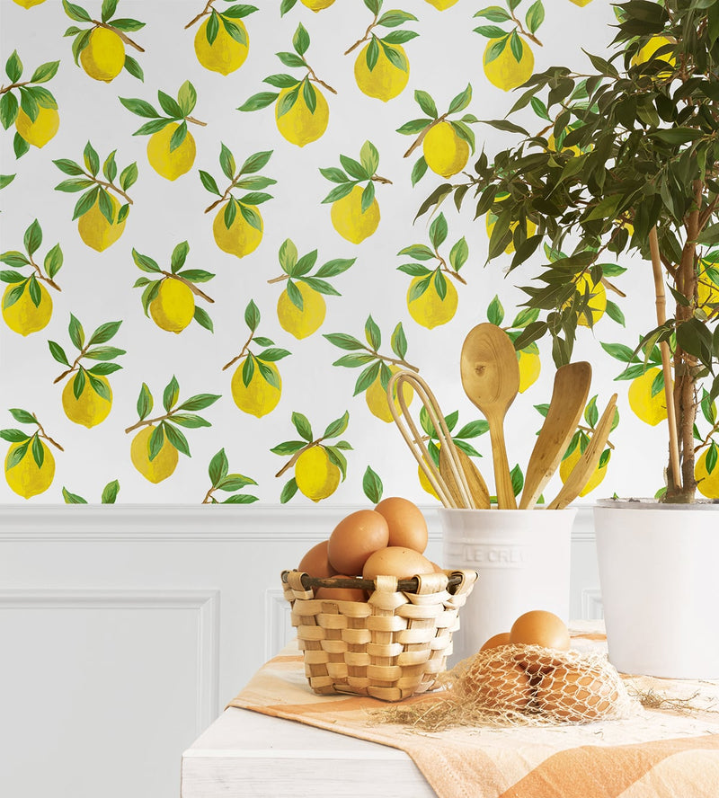 media image for Lemoncello White Peel-and-Stick Wallpaper from the Daisy Bennett Collection by NextWall 293