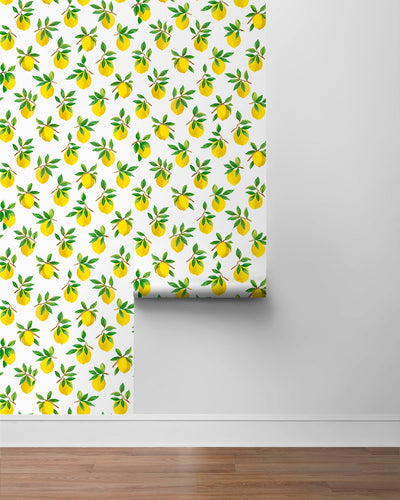 product image for Lemoncello White Peel-and-Stick Wallpaper from the Daisy Bennett Collection by NextWall 55