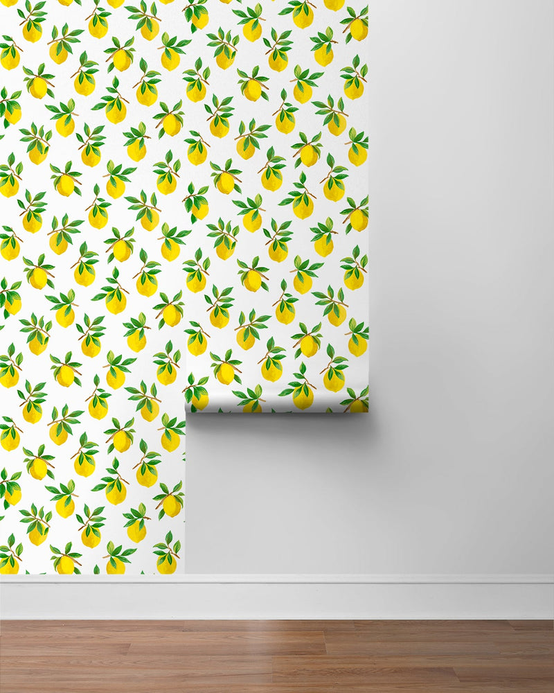 media image for Lemoncello White Peel-and-Stick Wallpaper from the Daisy Bennett Collection by NextWall 296