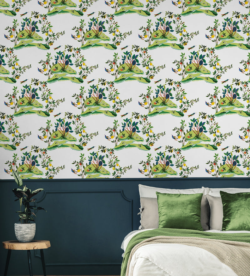media image for Citrus Hummingbird Wallpaper in White 246