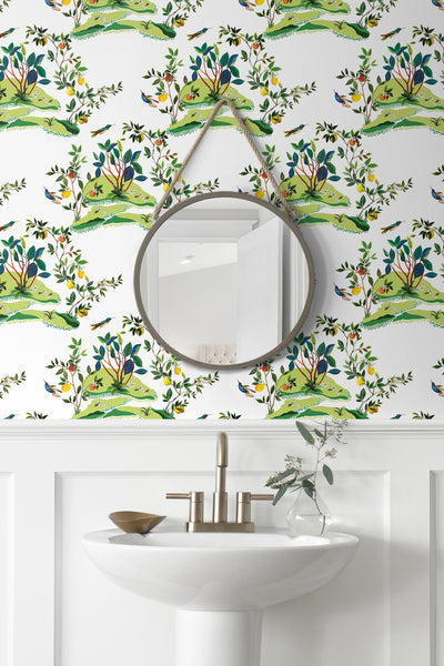 product image for Citrus Hummingbird Wallpaper in White 40