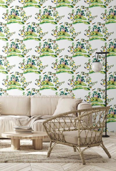 product image for Citrus Hummingbird Wallpaper in White 22