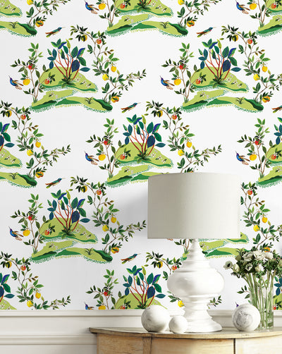 product image for Citrus Hummingbird Wallpaper in White 82