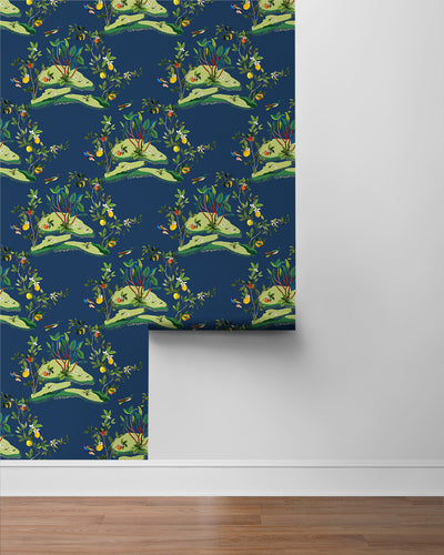product image for Citrus Hummingbird Wallpaper in Navy Blue 11
