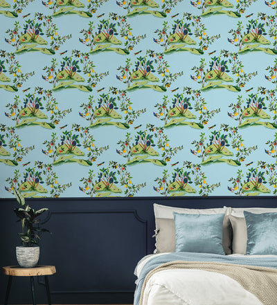 product image for Citrus Hummingbird Wallpaper in Sky Blue 40
