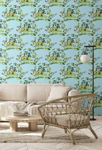product image for Citrus Hummingbird Wallpaper in Sky Blue 97
