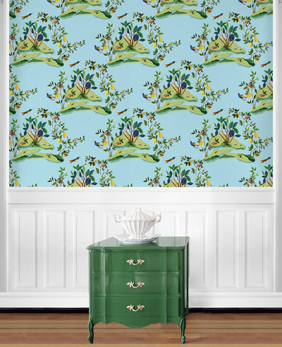product image for Citrus Hummingbird Wallpaper in Sky Blue 88