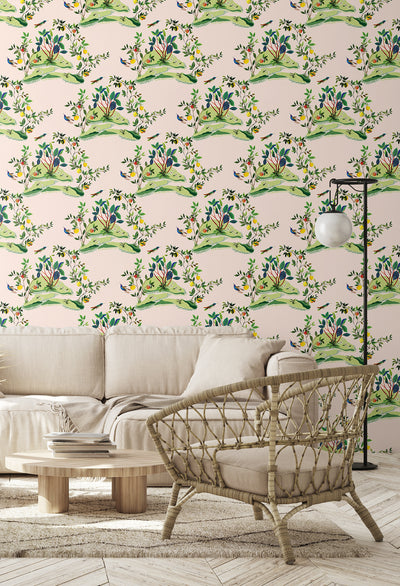 product image for Citrus Hummingbird Wallpaper in Blush 70