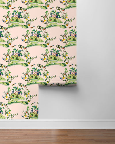 product image for Citrus Hummingbird Wallpaper in Blush 64