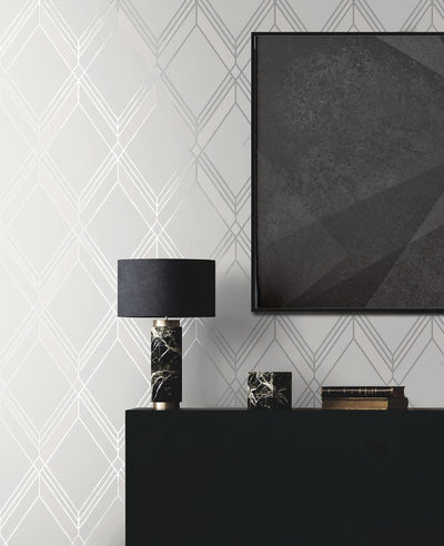 product image for Brooklyn Diamond Metallic Silver Wallpaper from Deco 2 by Collins & Company 30