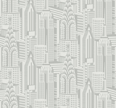product image for Manhattan Skyline Silver Sky Wallpaper from Deco 2 by Collins & Company 25