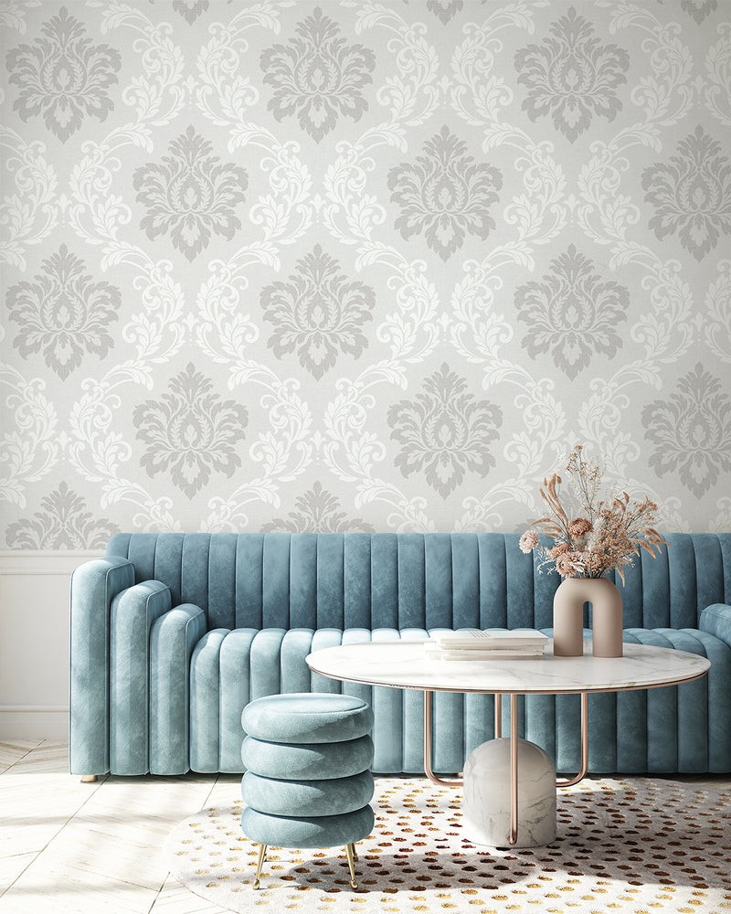 media image for Deco Damask Cool Mist Wallpaper from Deco 2 by Collins & Company 281