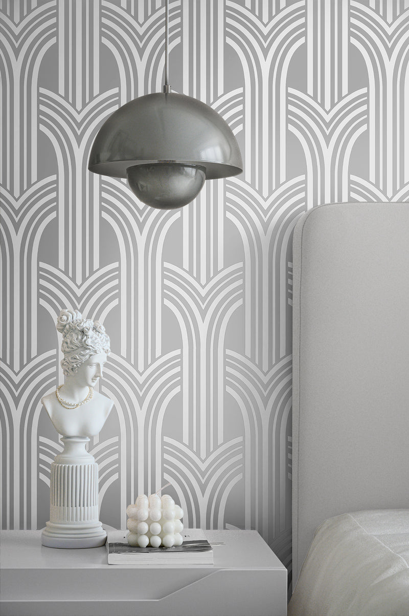 media image for Deco Arches Metallic Silver Wallpaper from Deco 2 by Collins & Company 26