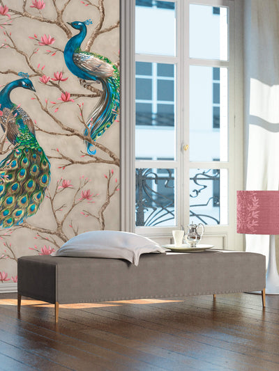 product image of Bird Beige Background Wall Mural from the Absolutely Chic Collection by Galerie Wallcoverings 555
