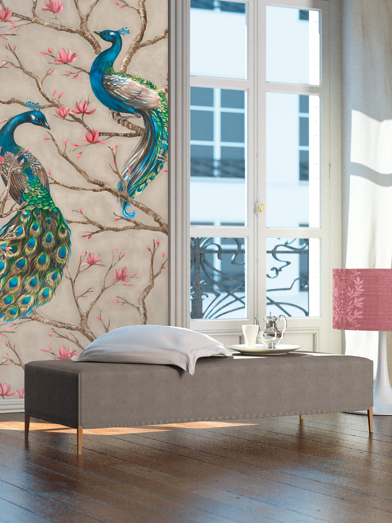 media image for Bird Beige Background Wall Mural from the Absolutely Chic Collection by Galerie Wallcoverings 250